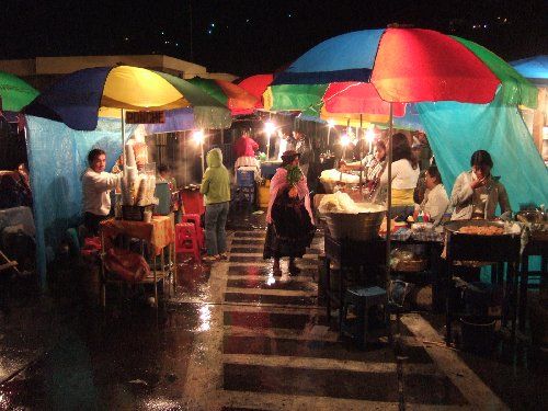 rain in Guatemalan market
