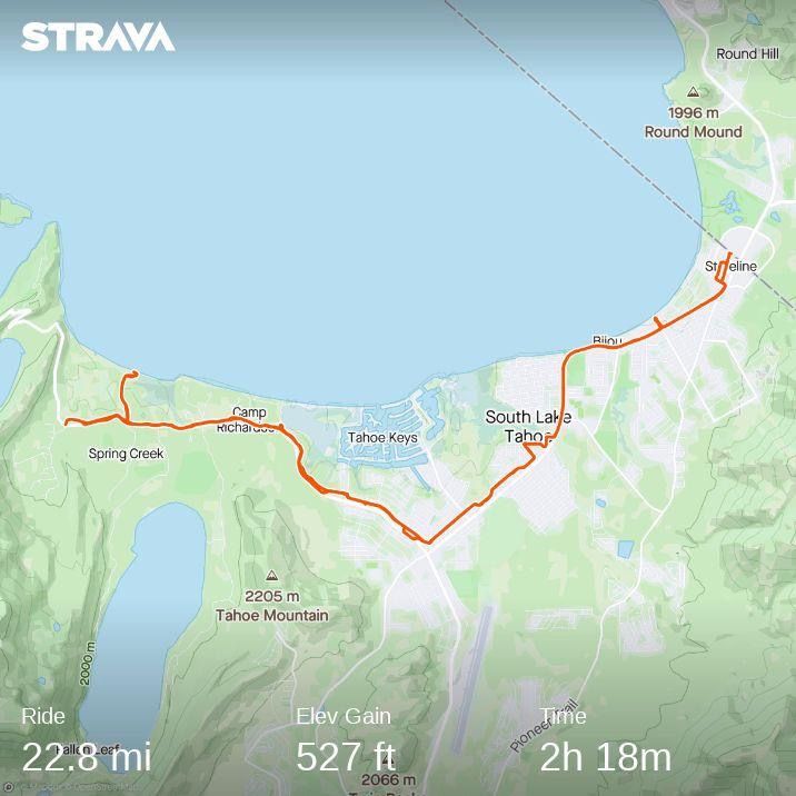 Strava Map of South Lake Tahoe Bike Ride